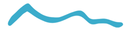 Blue, stylized, squiggly line resembling mountain peaks.