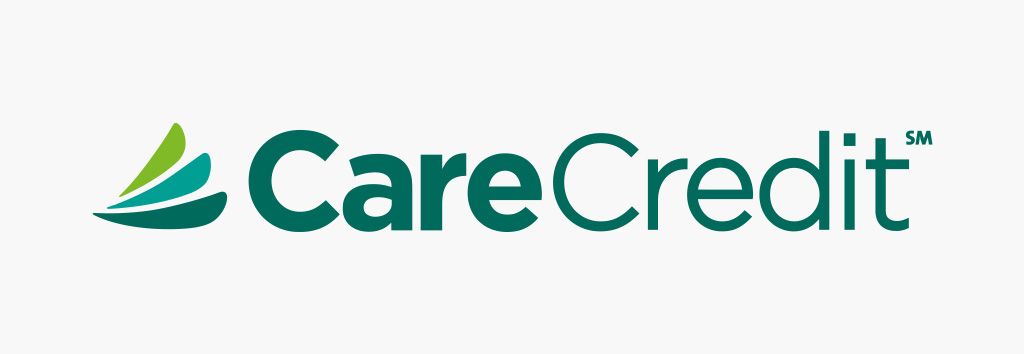 The logo for carecredit is a green and white logo on a white background.