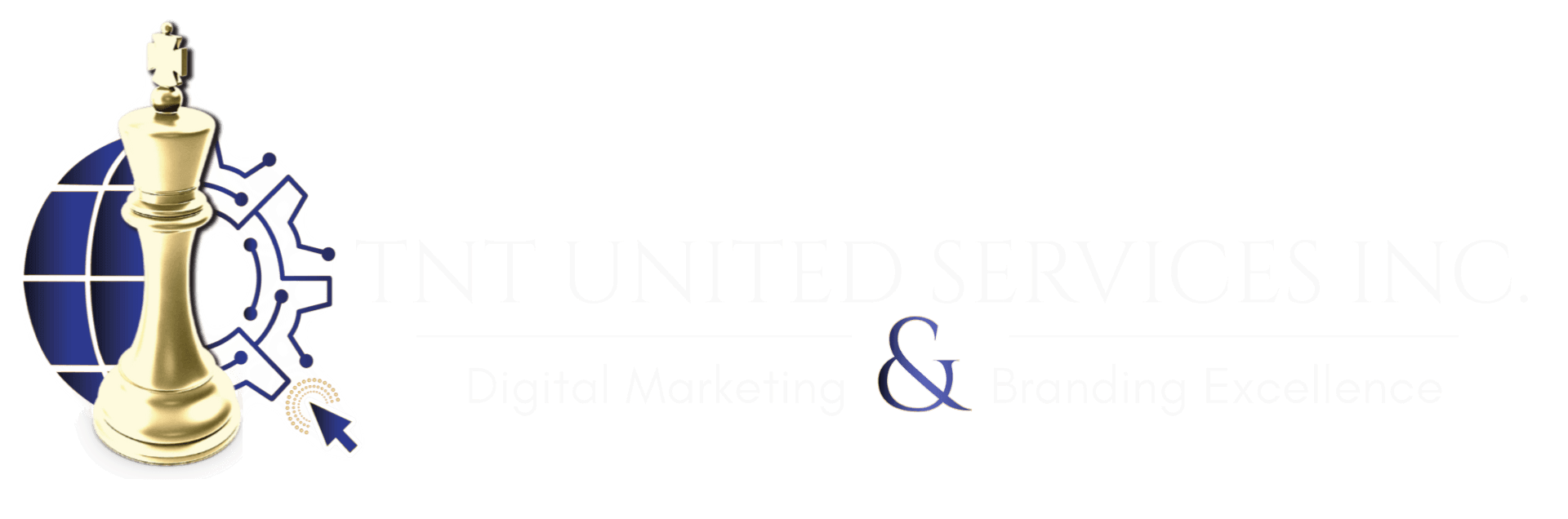 a logo for content united services inc. with a gold chess piece