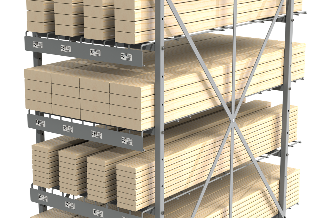 A warehouse shelf filled with lots of cardboard boxes.