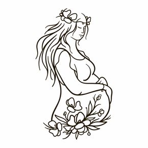A drawing of a pregnant woman at a Mother's Blessing