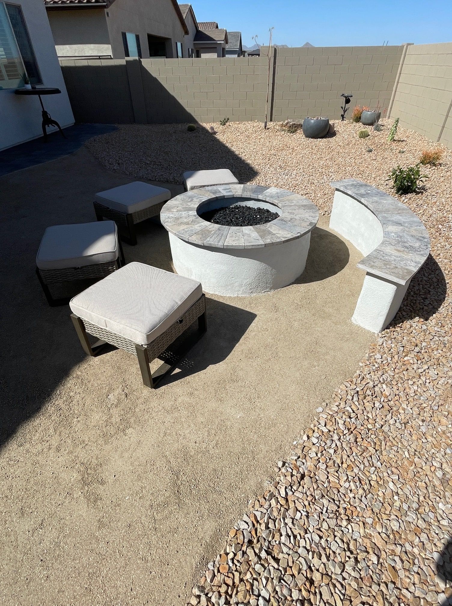 Fire Pit Modern Desert Landscapes - East Valley Landscapers in Arizona