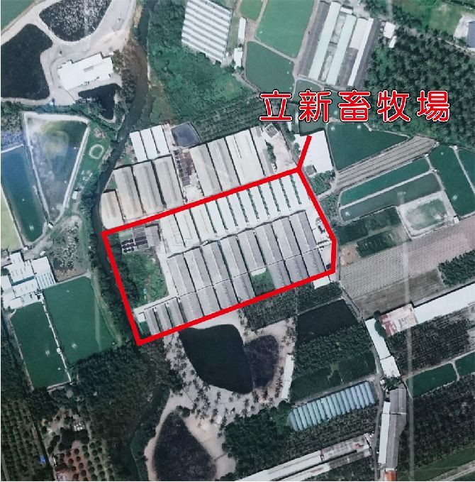 農場的鳥瞰圖,上面寫著中文