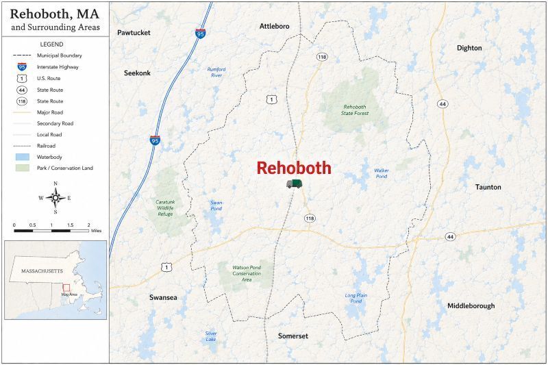Map Of Rehoboth MA