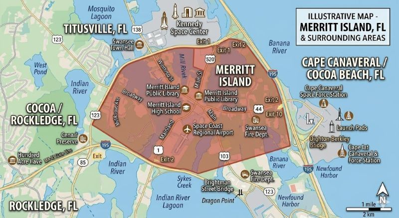 map of Merritt Island FL
