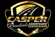 A gold and silver logo for Casper Roadside Assistance