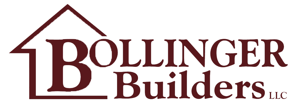 Bollinger Builders LLC logo in maroon with stylized house roof over the word “Bollinger”