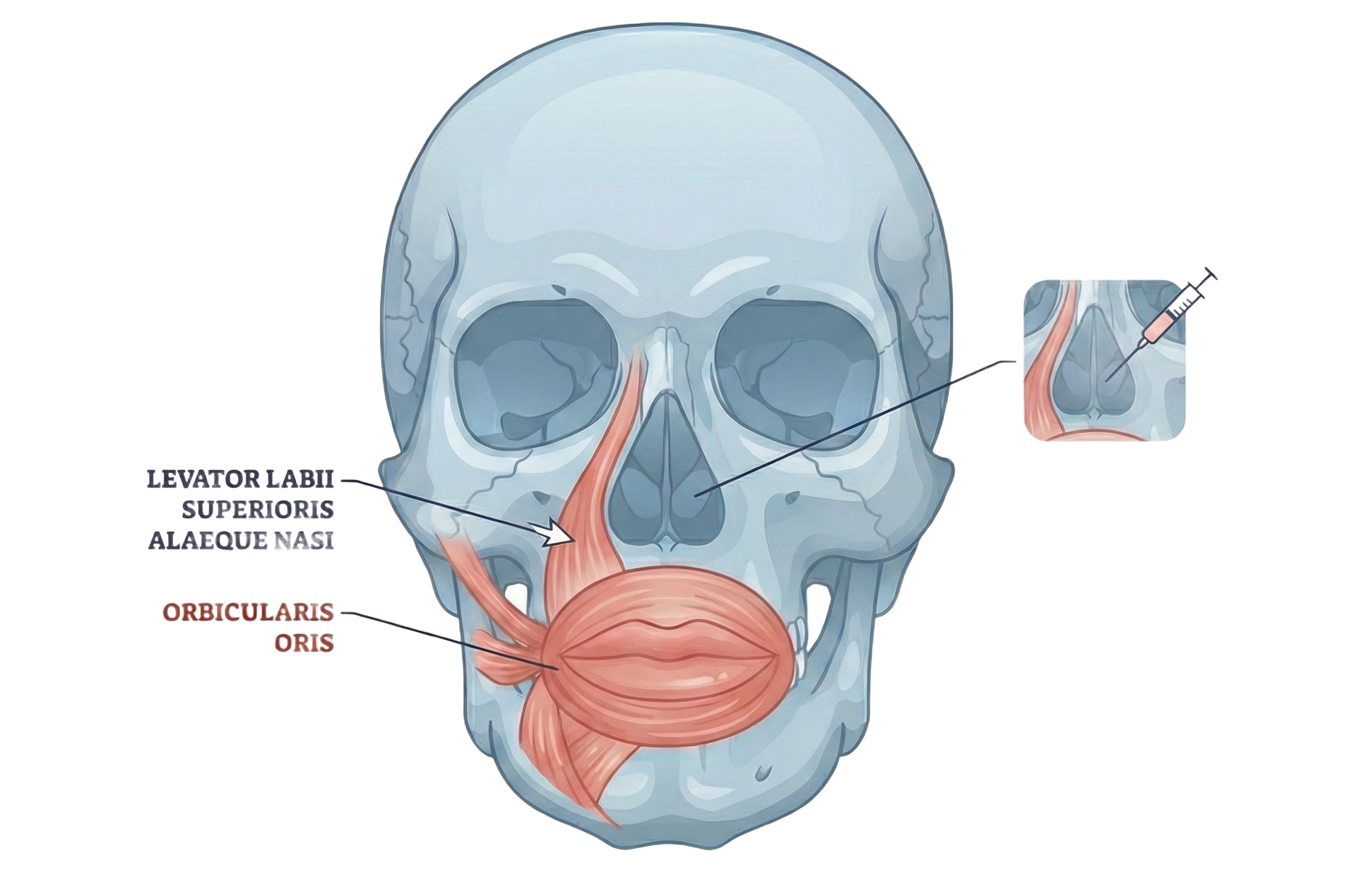 Illustration of botox treatment for gummy smile