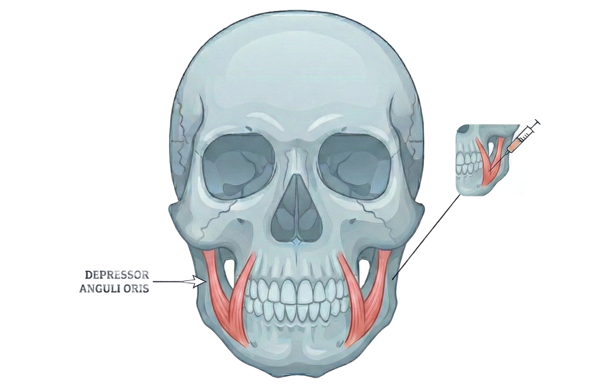 Illustration of botox for marionette lines correction