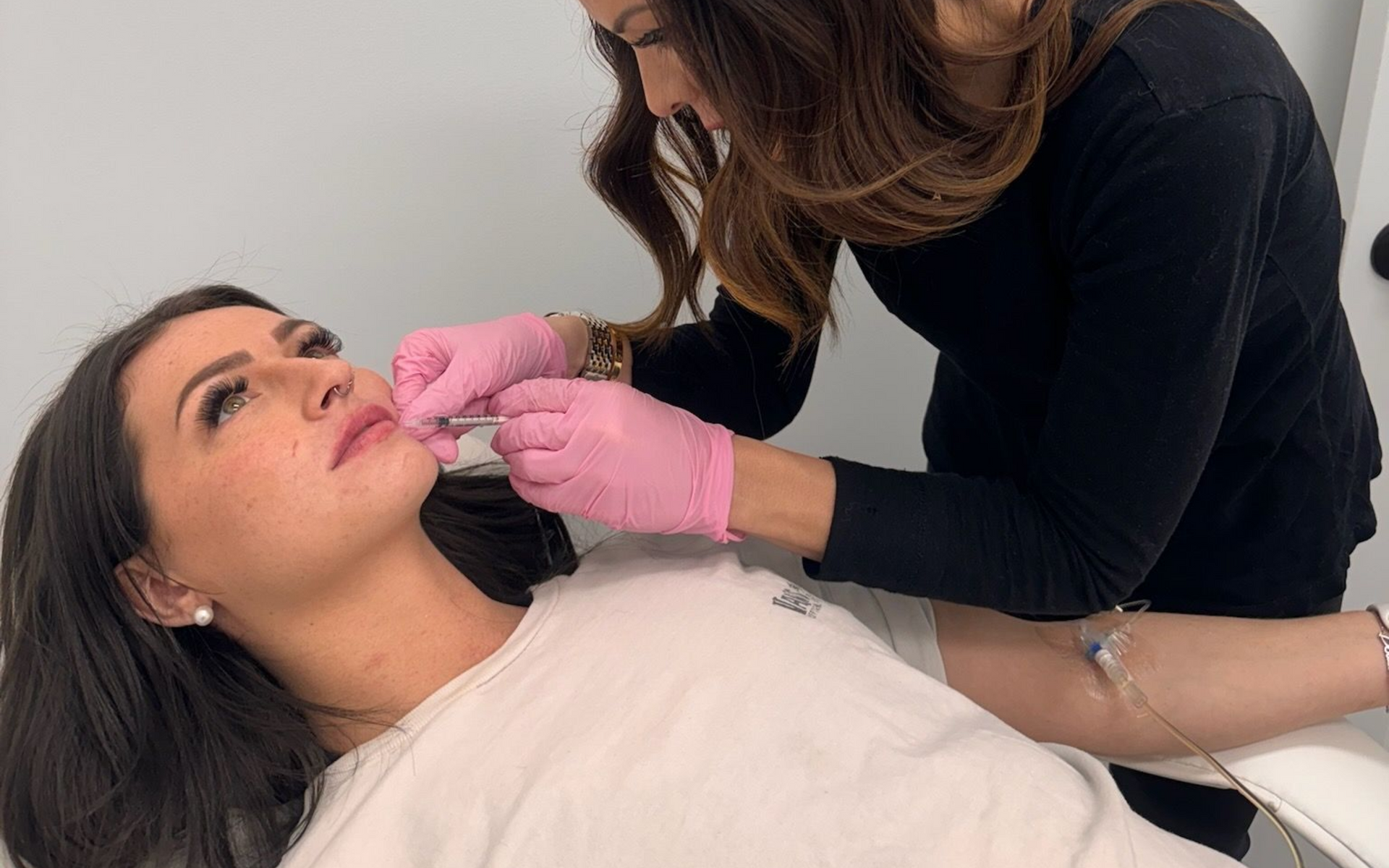 Mary, APRN, performing lip filler and lipflip on a patient