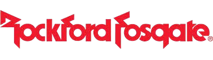The rockford fosgate logo is red on a white background.
