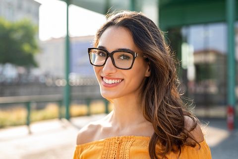 Woman Wearing Eyeglasses Outdoor — Chino, CA — Chino Optometry Center