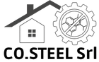 Logo per CO.STEEL Srl: casa, ingranaggio con un anello di benzene barrato e nome dell'azienda.