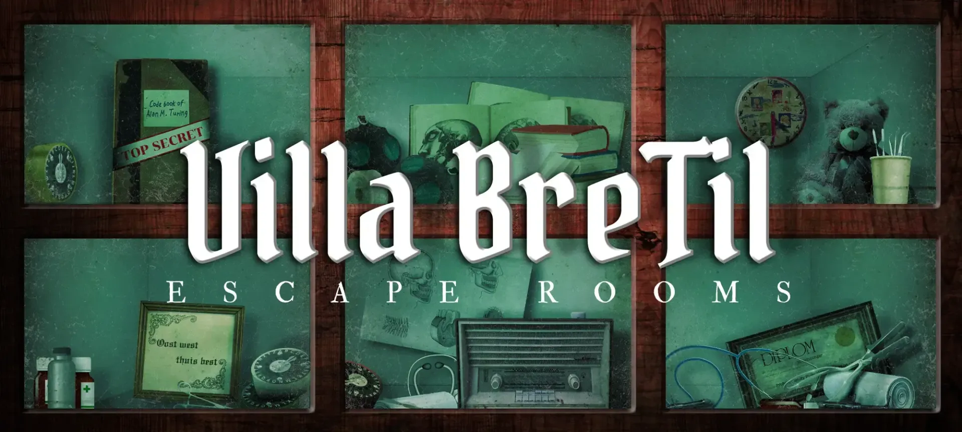 Het logo van Villa Bretil Escape Rooms wordt weergegeven