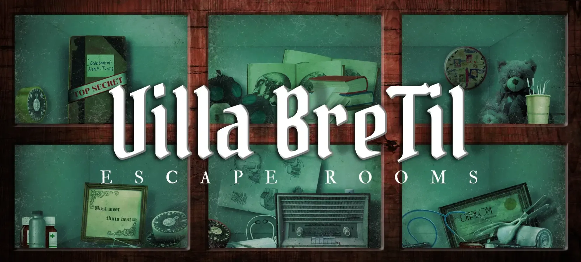 Het logo van Villa Bretil Escape Rooms wordt weergegeven