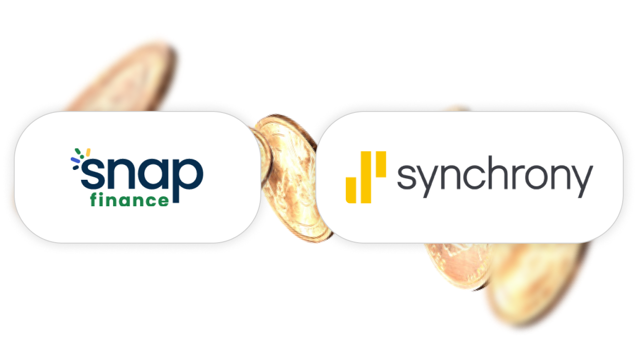 Two logos for snap finance and synchrony are next to each other | White Sulphur Garage