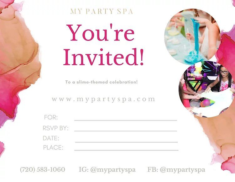 Slime Theme Invitation — Centennial, CO — My Party Spa