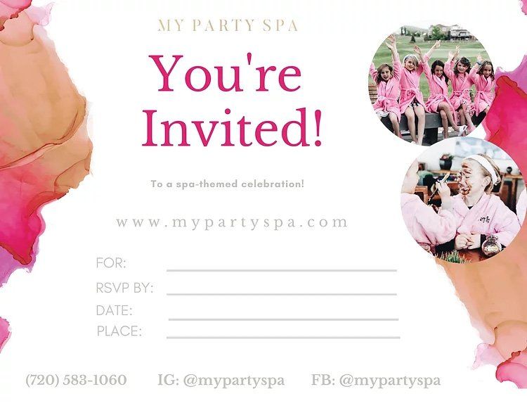 Spa Theme Invitation — Centennial, CO — My Party Spa