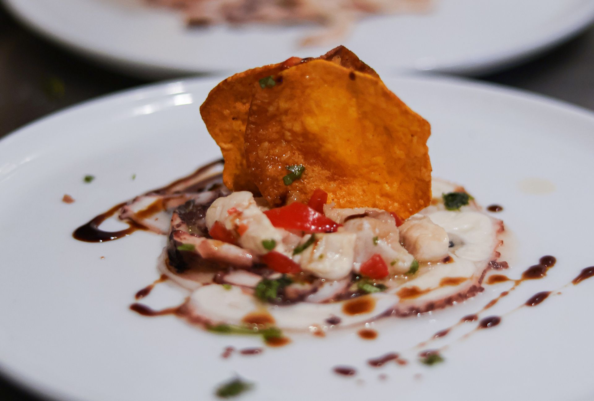A close up of a plate of food on a table