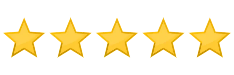 Five yellow stars in a row, representing a perfect rating.