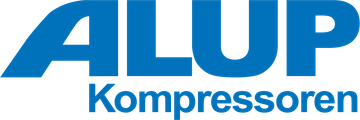 Un logo blu e bianco per i compressori alup
