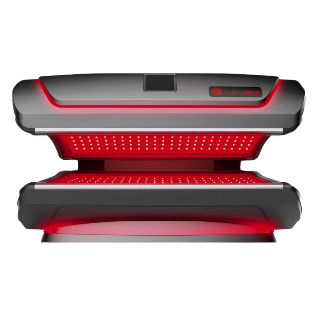 A sleek, metallic Luna Nova device, opened to reveal internal components.