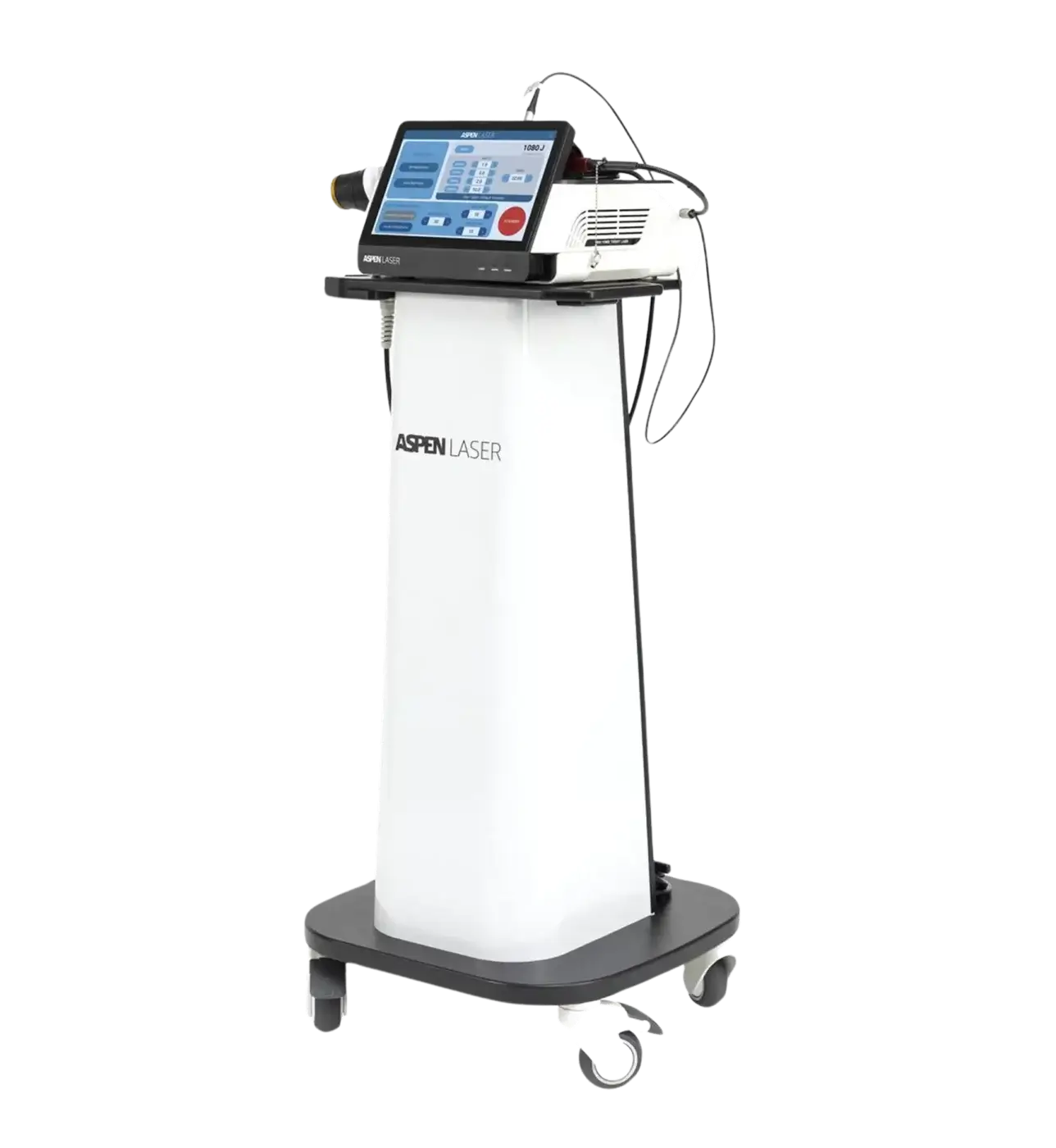 Medical device with a screen, nozzle, and tube, likely for medical procedures.