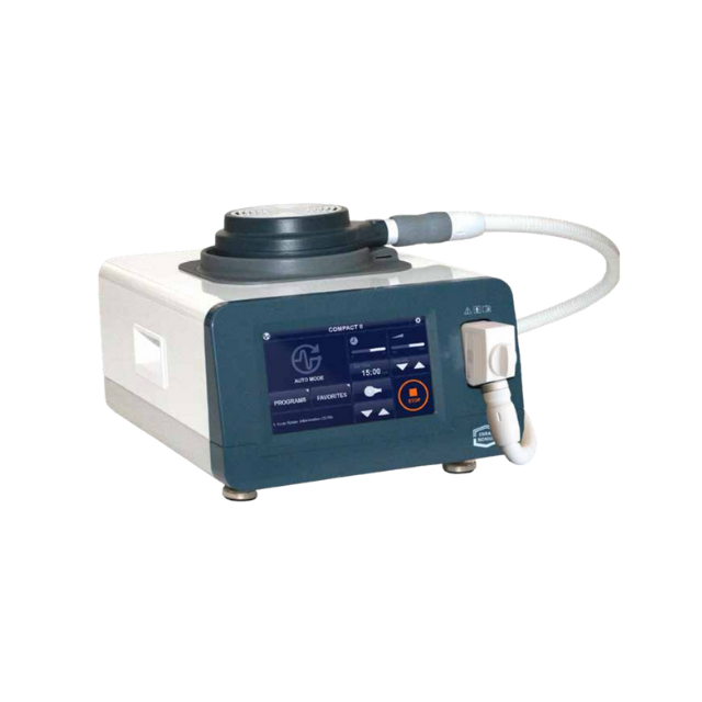Medical device with a screen, nozzle, and tube, likely for medical procedures.