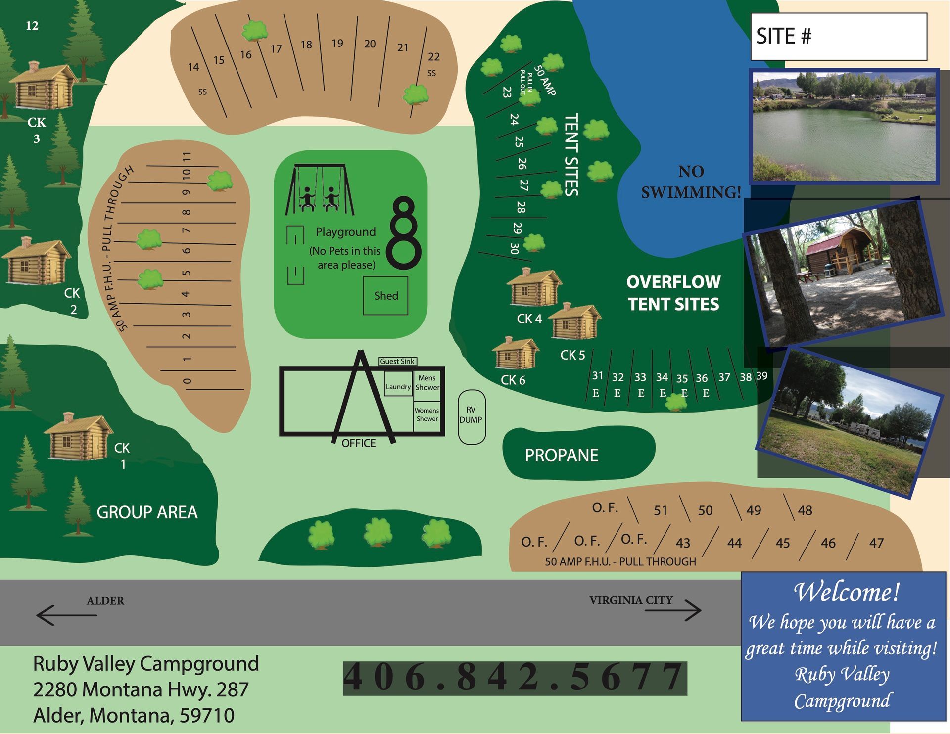 A map of a campground with the number 406 on it