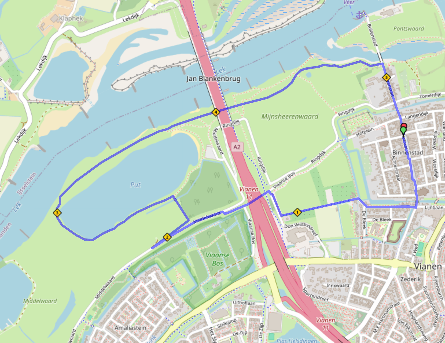 Wandelen 5 km Dichtbij Vrijstad Vianen Loop