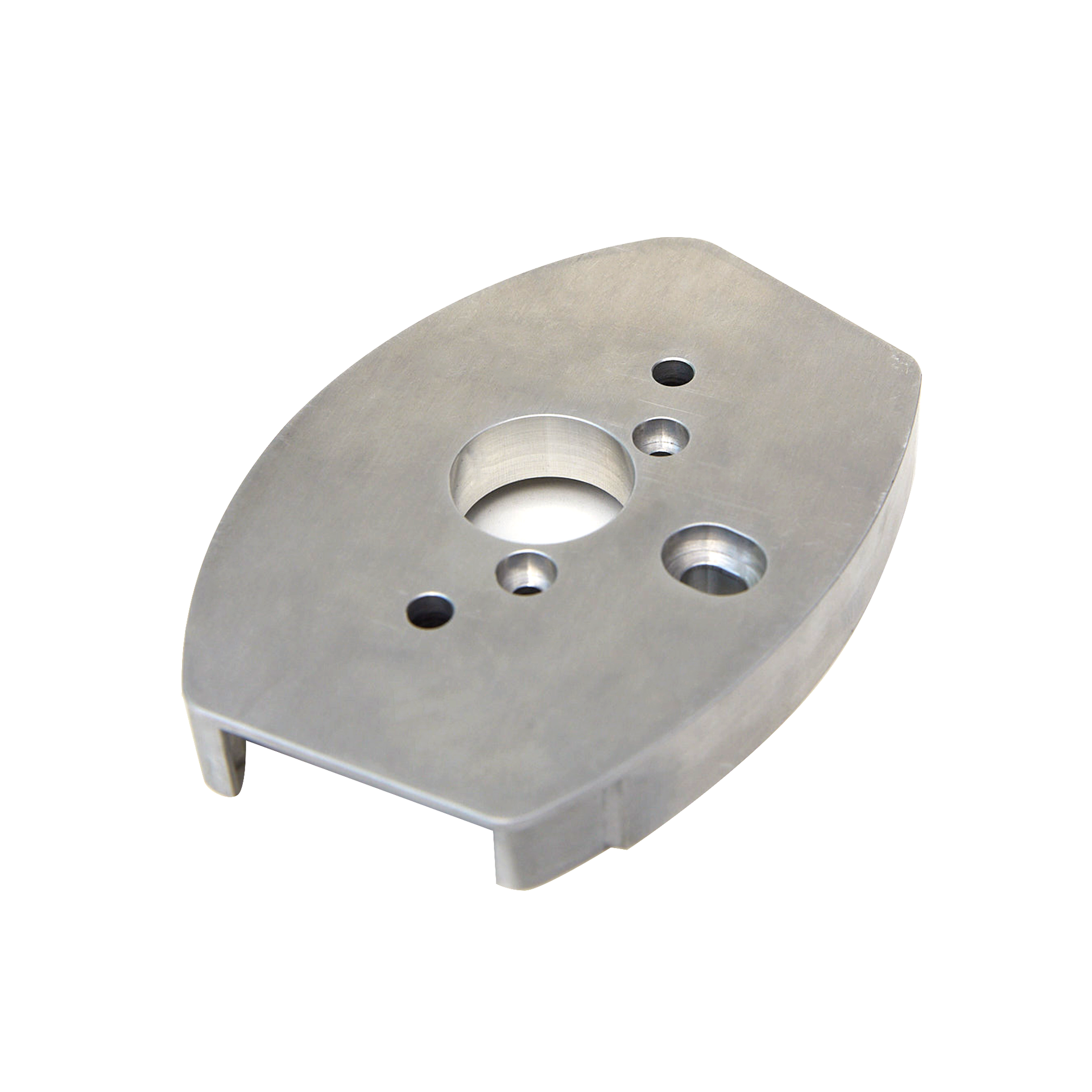 A piece of metal with holes in it on a white background