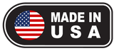 A made in usa sign with an american flag on it