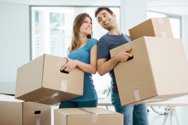couple moving boxes