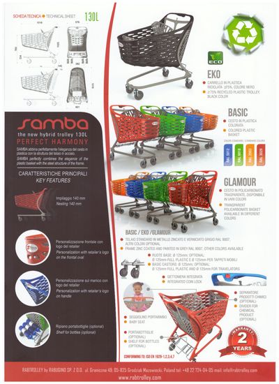 Carrello spesa self-service con porta-baby Lt.140 per supermercati