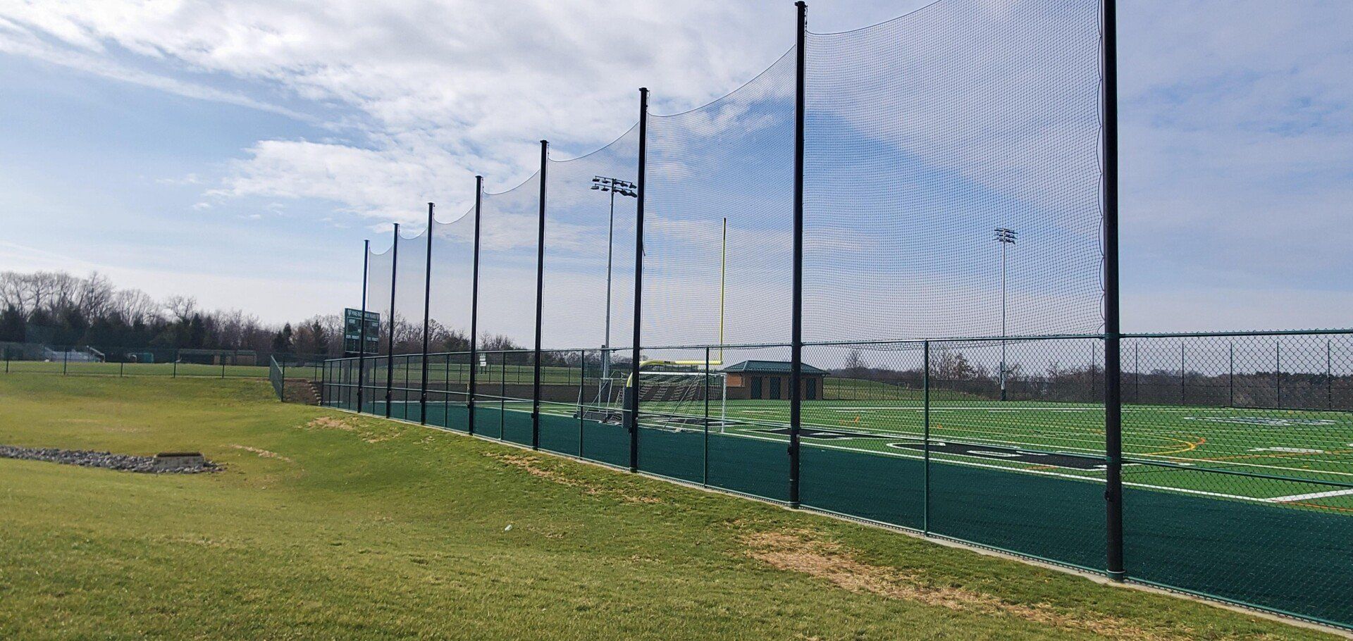 Sports field fence installed by Metal Fence Supply Co.