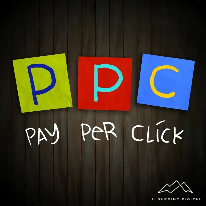A sign that says pay per click on it