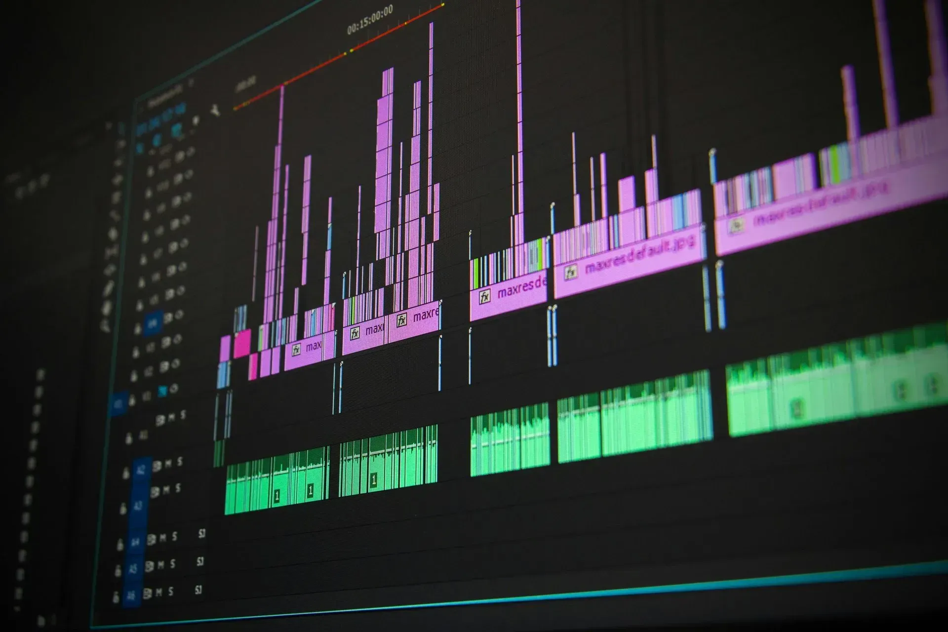 A close up of a computer screen showing a video editing program.