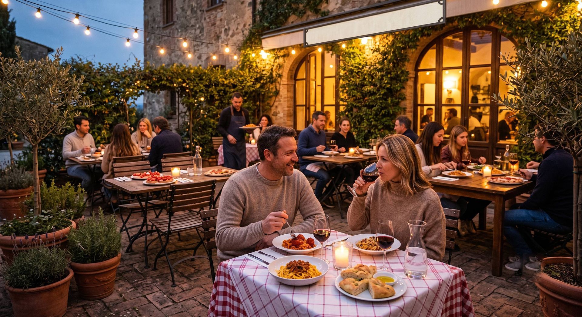 Outdoor Dining Service at Italian restaurant Outdoor Dining Service at Italian restaurant