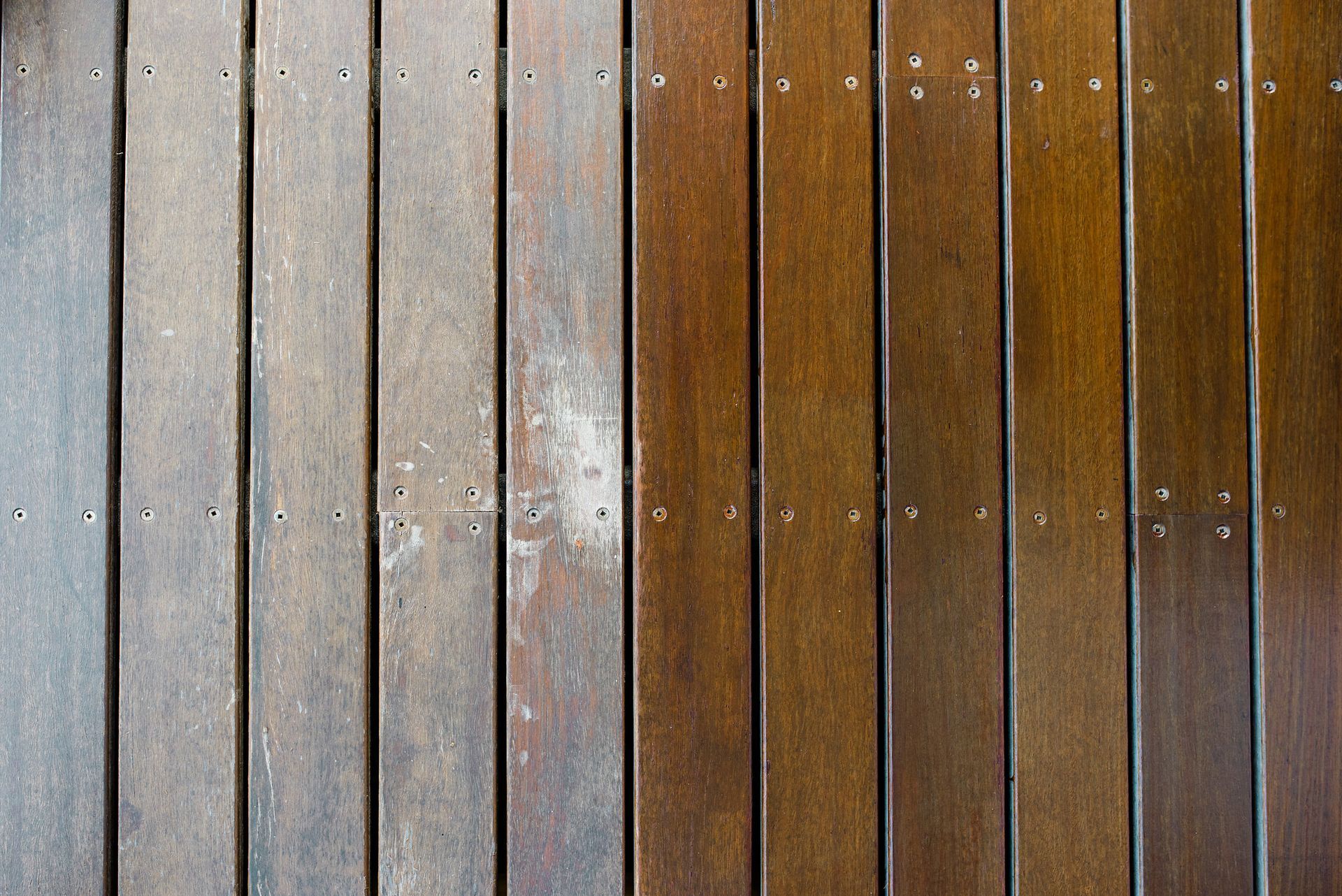 Stained deck before and after