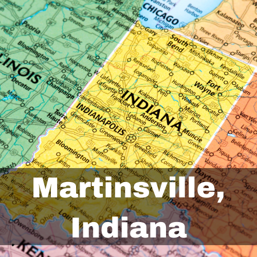 A map of Martinsville Indiana is shown