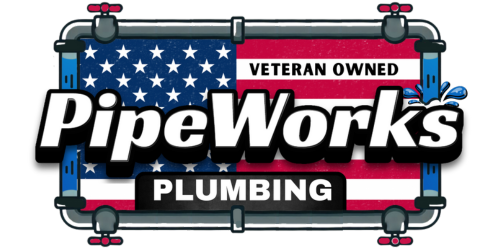 PipeWorks Logo with usa flag background