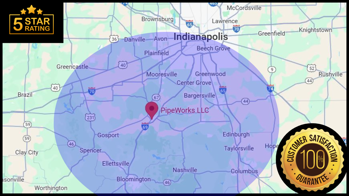 A map of indianapolis area is shown with a 5 star rating.