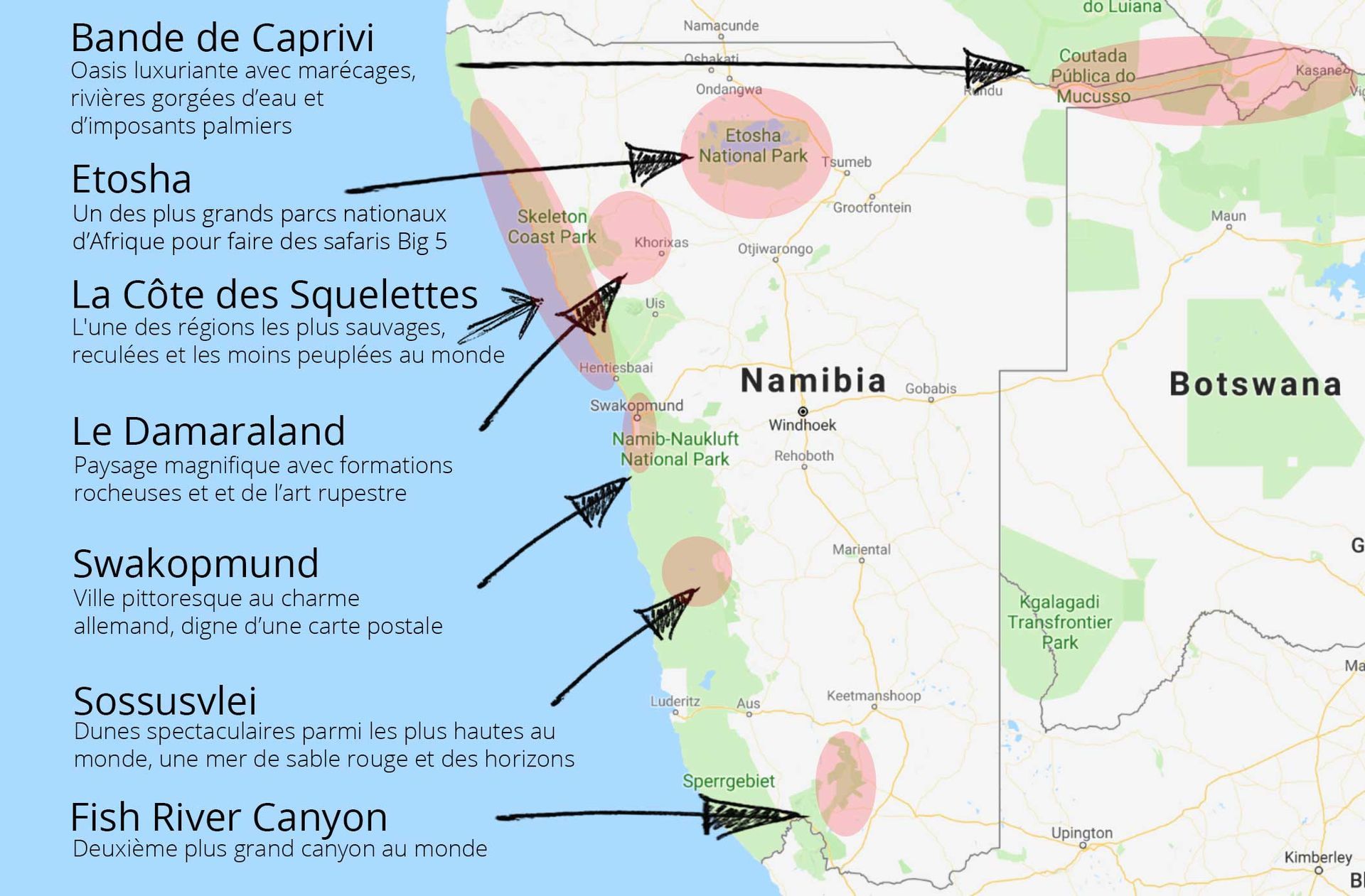 Carte de la Namibie