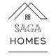 The logo for saga homes shows a house with a roof.