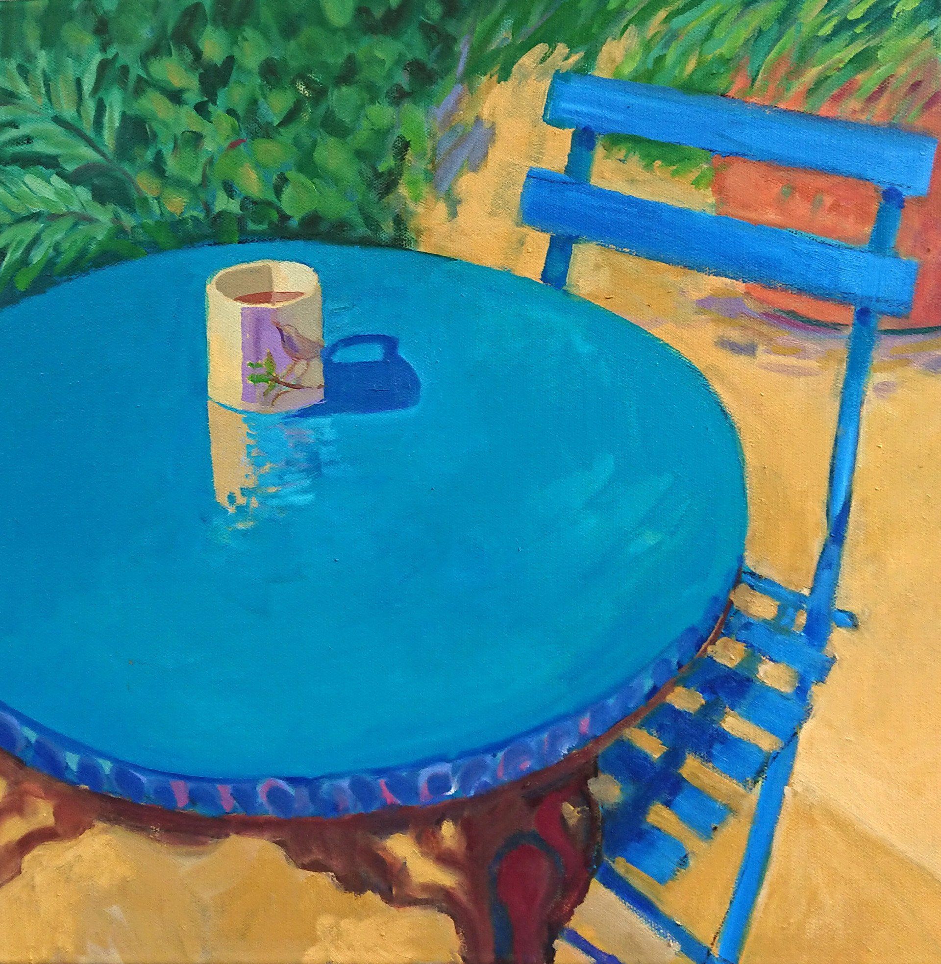 Isolation oil painting by Sally Scott 40cm square 2022