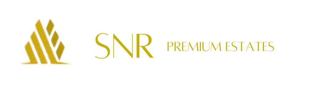 The logo for snr premium estates is a gold logo on a white background.
