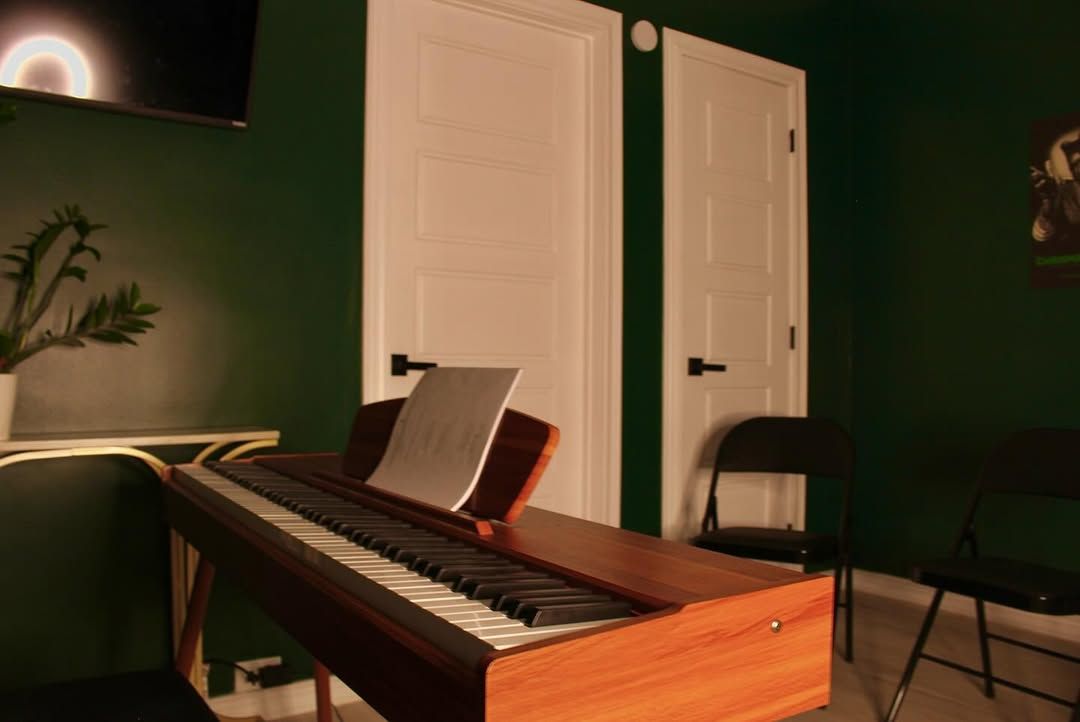 A piano in El Paso music studio.