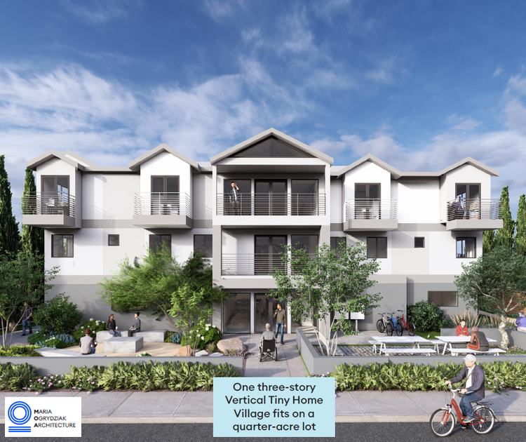An artist 's impression of a tiny home village