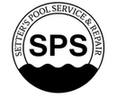 Logo for Setter's Pool Service & Repair: "SPS" in a circle, with water illustration at the bottom and company name around the edge.