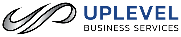 Logo for UpLevel Business Services, a business services company. The logo includes a stylized emblem and text.